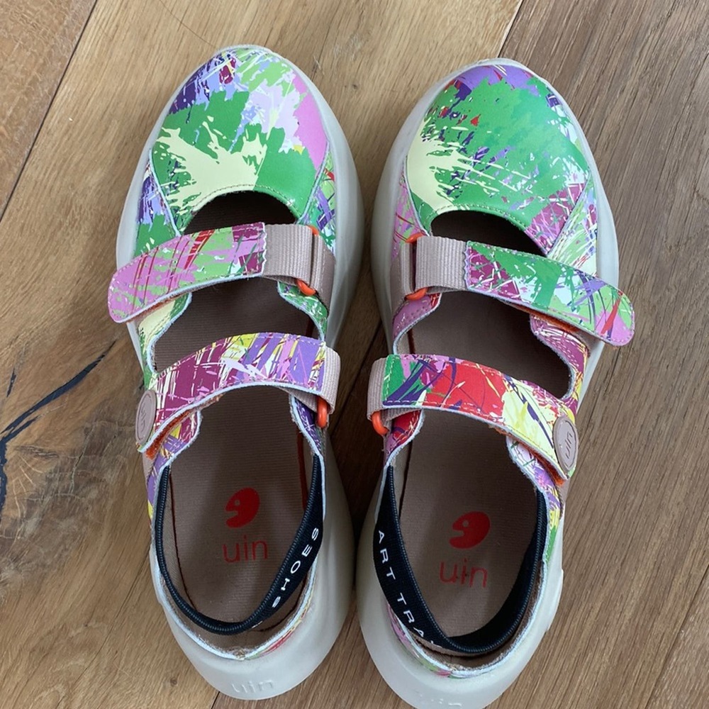 UIN Women’s Multicolor Paint-Splash Mary Jane Sneakers